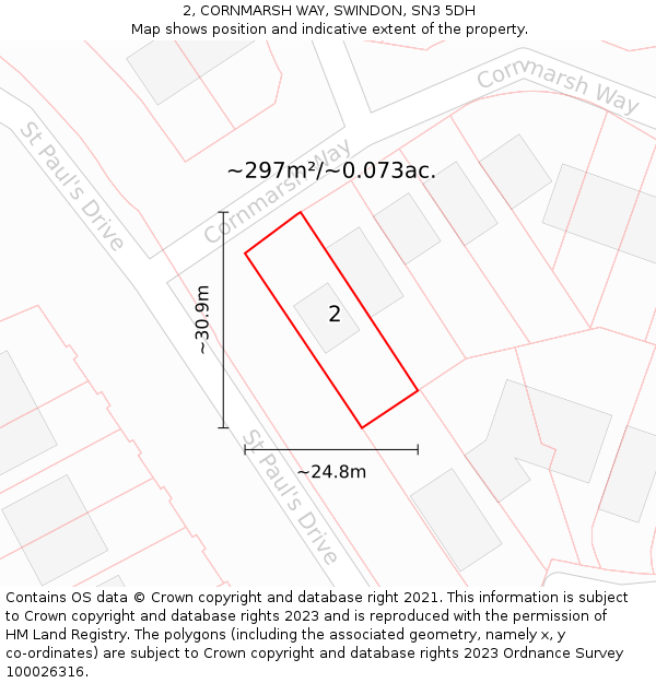 2, CORNMARSH WAY, SWINDON, SN3 5DH: Plot and title map