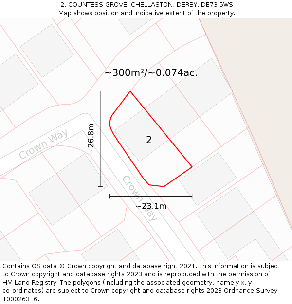 2, COUNTESS GROVE, CHELLASTON, DERBY, DE73 5WS: Plot and title map