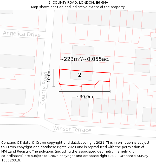 2, COUNTY ROAD, LONDON, E6 6NH: Plot and title map