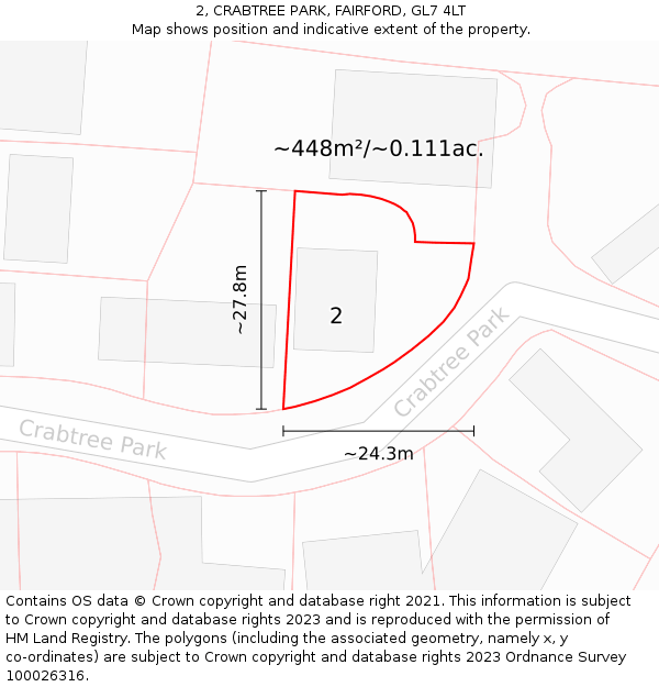 2, CRABTREE PARK, FAIRFORD, GL7 4LT: Plot and title map