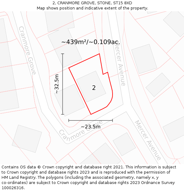 2, CRANMORE GROVE, STONE, ST15 8XD: Plot and title map