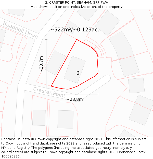 2, CRASTER POINT, SEAHAM, SR7 7WW: Plot and title map