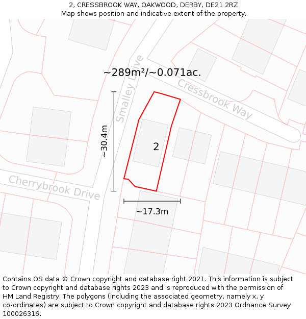 2, CRESSBROOK WAY, OAKWOOD, DERBY, DE21 2RZ: Plot and title map
