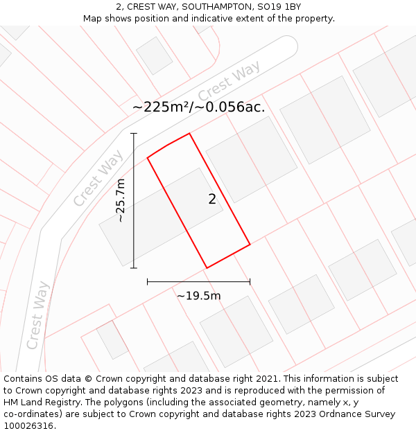 2, CREST WAY, SOUTHAMPTON, SO19 1BY: Plot and title map