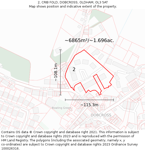 2, CRIB FOLD, DOBCROSS, OLDHAM, OL3 5AT: Plot and title map