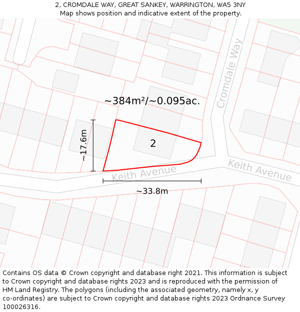 2, CROMDALE WAY, GREAT SANKEY, WARRINGTON, WA5 3NY: Plot and title map