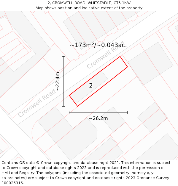 2, CROMWELL ROAD, WHITSTABLE, CT5 1NW: Plot and title map