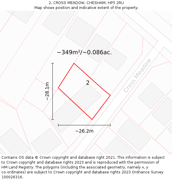 2, CROSS MEADOW, CHESHAM, HP5 2RU: Plot and title map