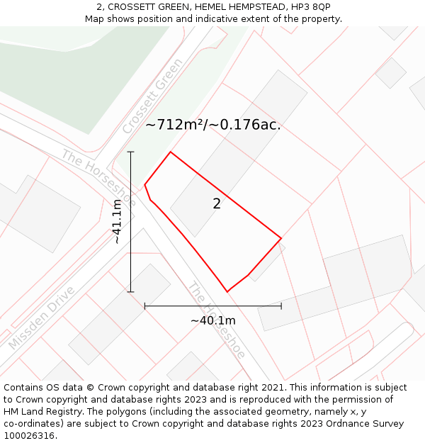 2, CROSSETT GREEN, HEMEL HEMPSTEAD, HP3 8QP: Plot and title map