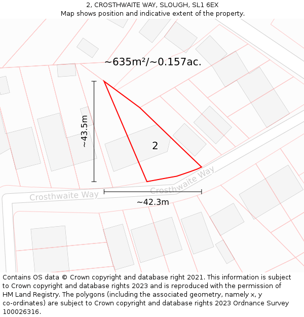 2, CROSTHWAITE WAY, SLOUGH, SL1 6EX: Plot and title map