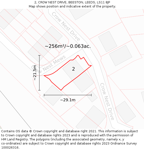2, CROW NEST DRIVE, BEESTON, LEEDS, LS11 8JP: Plot and title map