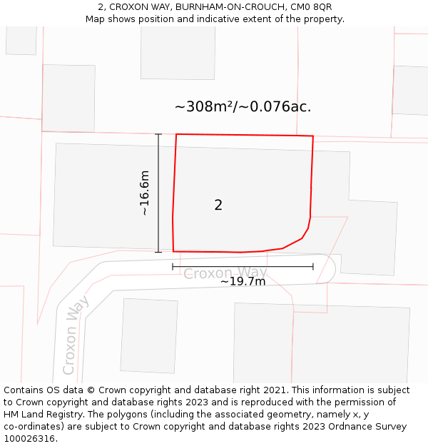 2, CROXON WAY, BURNHAM-ON-CROUCH, CM0 8QR: Plot and title map