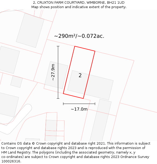 2, CRUXTON FARM COURTYARD, WIMBORNE, BH21 1UD: Plot and title map