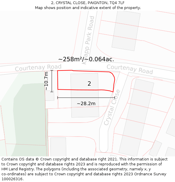 2, CRYSTAL CLOSE, PAIGNTON, TQ4 7LF: Plot and title map