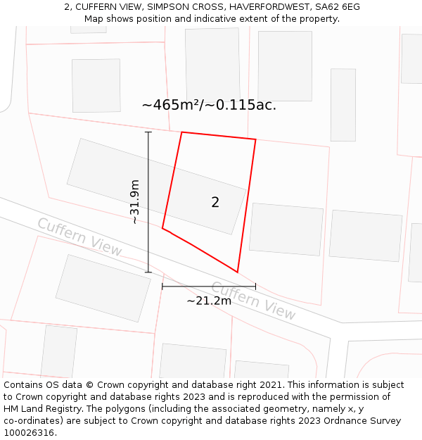 2, CUFFERN VIEW, SIMPSON CROSS, HAVERFORDWEST, SA62 6EG: Plot and title map