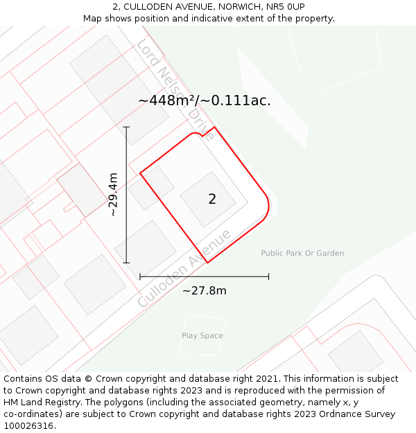 2, CULLODEN AVENUE, NORWICH, NR5 0UP: Plot and title map