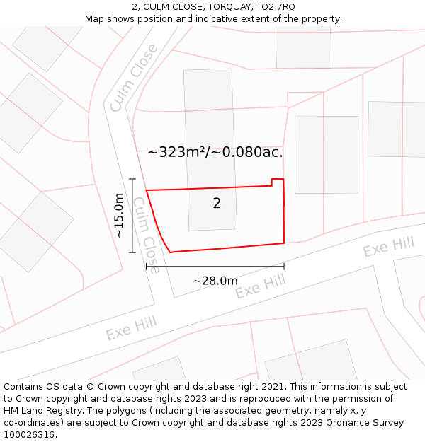 2, CULM CLOSE, TORQUAY, TQ2 7RQ: Plot and title map