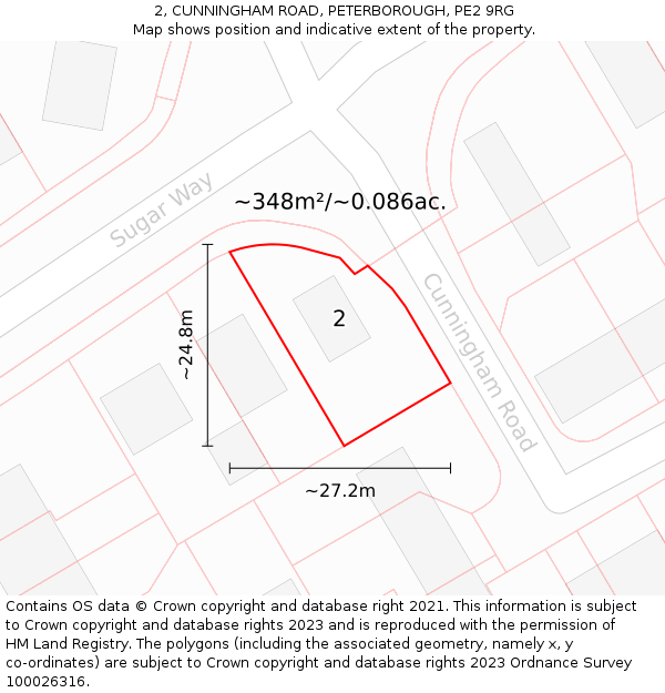 2, CUNNINGHAM ROAD, PETERBOROUGH, PE2 9RG: Plot and title map