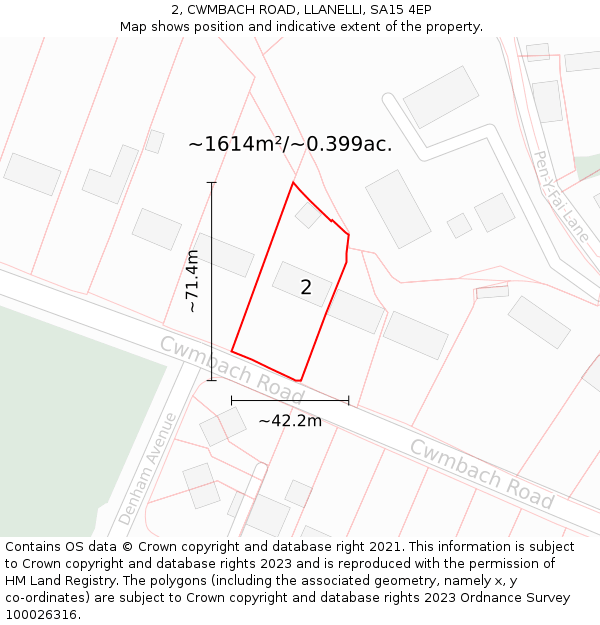 2, CWMBACH ROAD, LLANELLI, SA15 4EP: Plot and title map