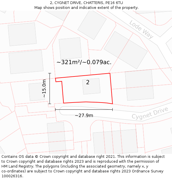 2, CYGNET DRIVE, CHATTERIS, PE16 6TU: Plot and title map