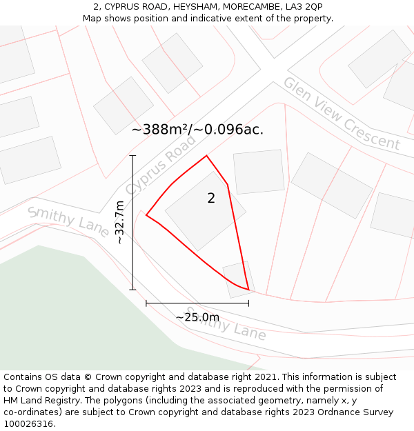 2, CYPRUS ROAD, HEYSHAM, MORECAMBE, LA3 2QP: Plot and title map