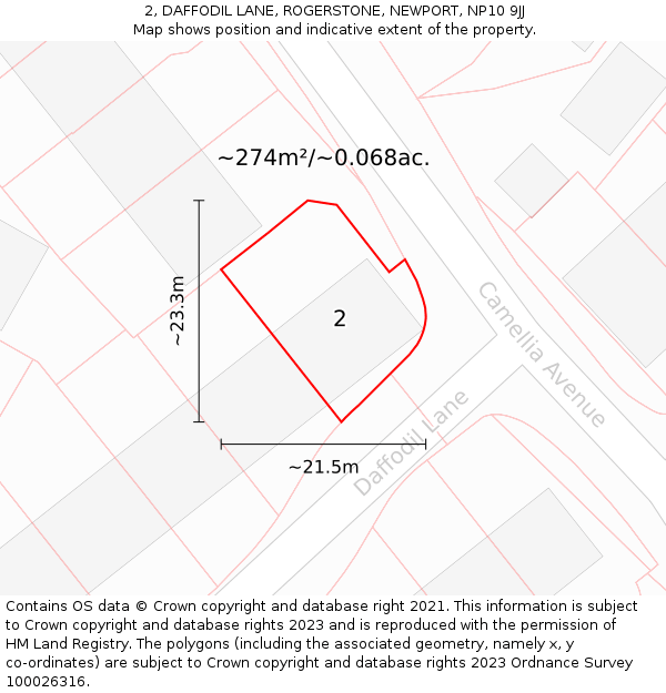 2, DAFFODIL LANE, ROGERSTONE, NEWPORT, NP10 9JJ: Plot and title map