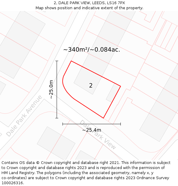 2, DALE PARK VIEW, LEEDS, LS16 7PX: Plot and title map