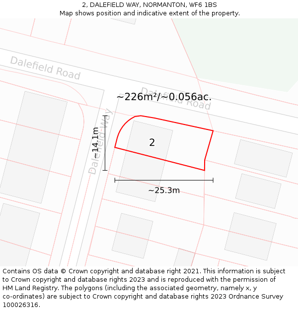 2, DALEFIELD WAY, NORMANTON, WF6 1BS: Plot and title map