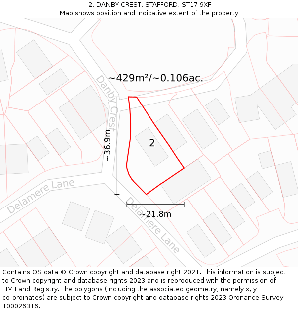 2, DANBY CREST, STAFFORD, ST17 9XF: Plot and title map