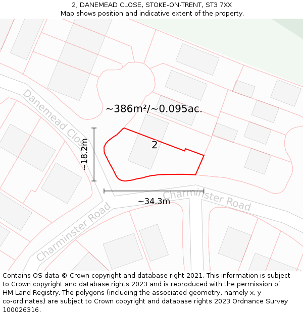 2, DANEMEAD CLOSE, STOKE-ON-TRENT, ST3 7XX: Plot and title map