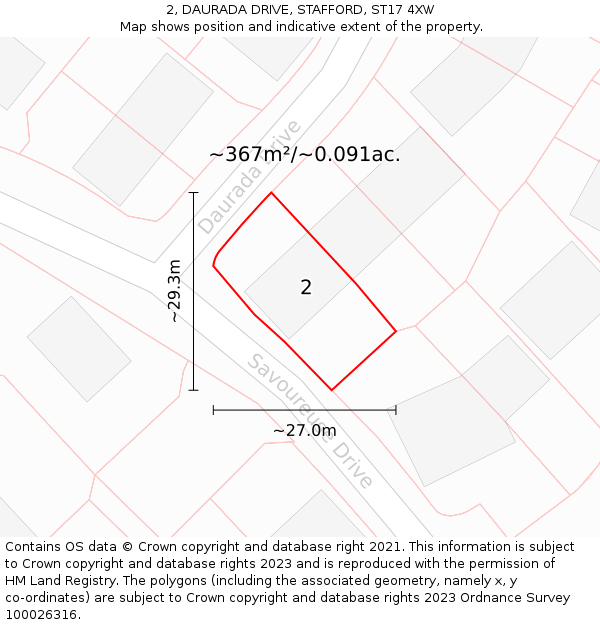 2, DAURADA DRIVE, STAFFORD, ST17 4XW: Plot and title map