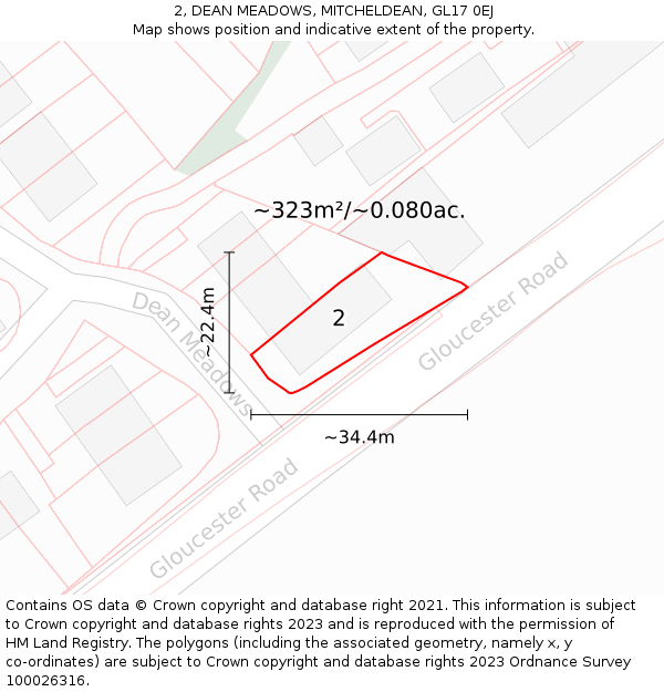 2, DEAN MEADOWS, MITCHELDEAN, GL17 0EJ: Plot and title map