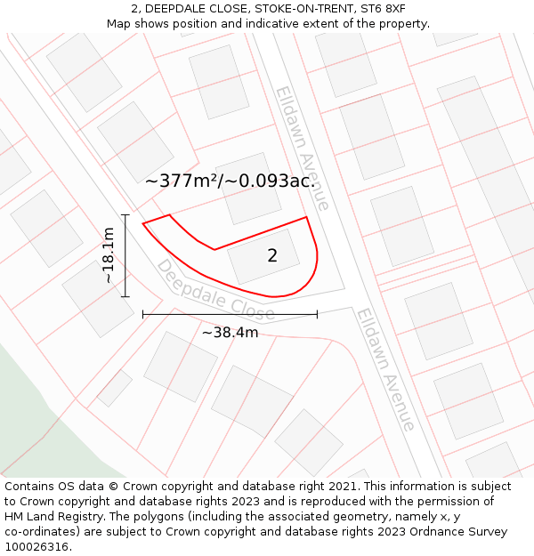 2, DEEPDALE CLOSE, STOKE-ON-TRENT, ST6 8XF: Plot and title map