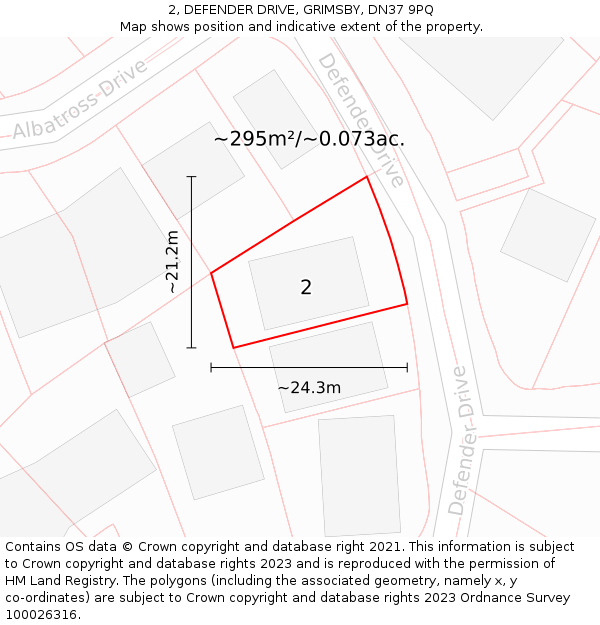 2, DEFENDER DRIVE, GRIMSBY, DN37 9PQ: Plot and title map