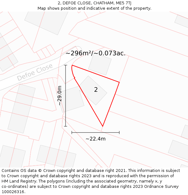 2, DEFOE CLOSE, CHATHAM, ME5 7TJ: Plot and title map