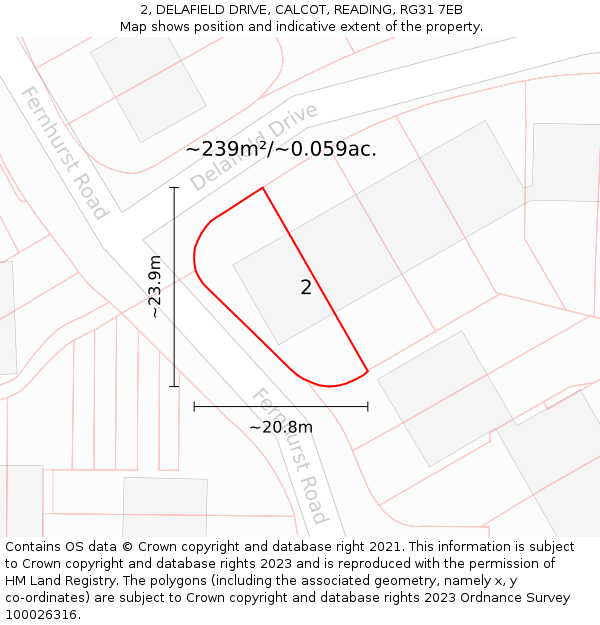 2, DELAFIELD DRIVE, CALCOT, READING, RG31 7EB: Plot and title map