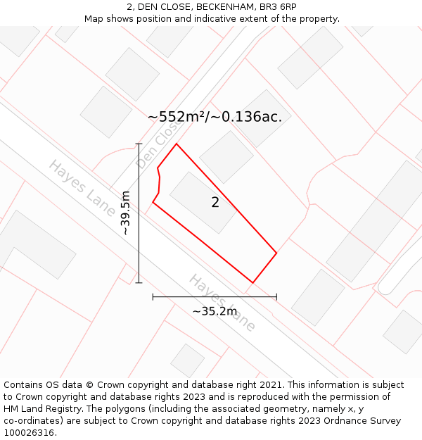 2, DEN CLOSE, BECKENHAM, BR3 6RP: Plot and title map