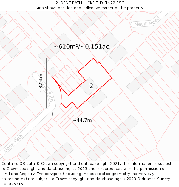 2, DENE PATH, UCKFIELD, TN22 1SG: Plot and title map
