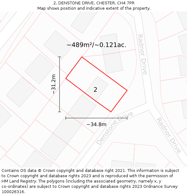 2, DENSTONE DRIVE, CHESTER, CH4 7PR: Plot and title map