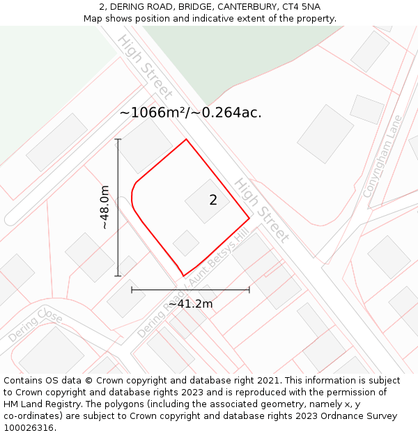 2, DERING ROAD, BRIDGE, CANTERBURY, CT4 5NA: Plot and title map