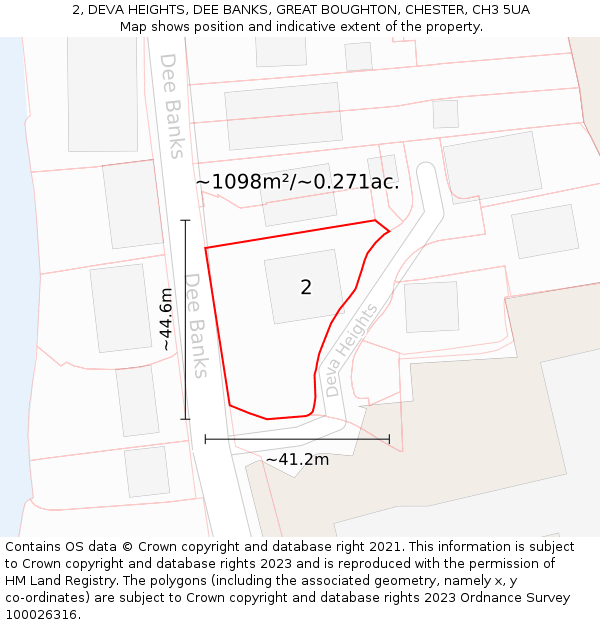 2, DEVA HEIGHTS, DEE BANKS, GREAT BOUGHTON, CHESTER, CH3 5UA: Plot and title map