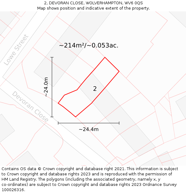 2, DEVORAN CLOSE, WOLVERHAMPTON, WV6 0QS: Plot and title map