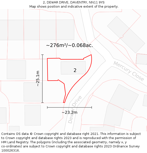 2, DEWAR DRIVE, DAVENTRY, NN11 9YS: Plot and title map