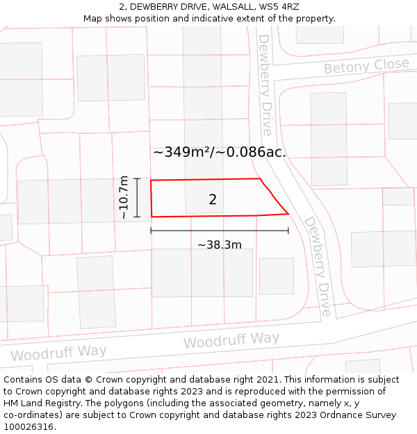 2, DEWBERRY DRIVE, WALSALL, WS5 4RZ: Plot and title map