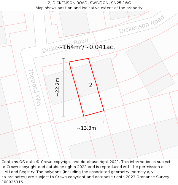 2, DICKENSON ROAD, SWINDON, SN25 1WG: Plot and title map