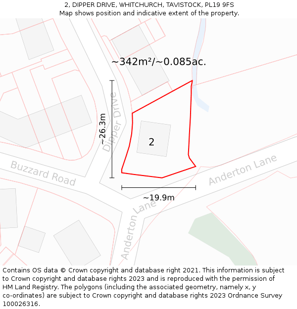 2, DIPPER DRIVE, WHITCHURCH, TAVISTOCK, PL19 9FS: Plot and title map
