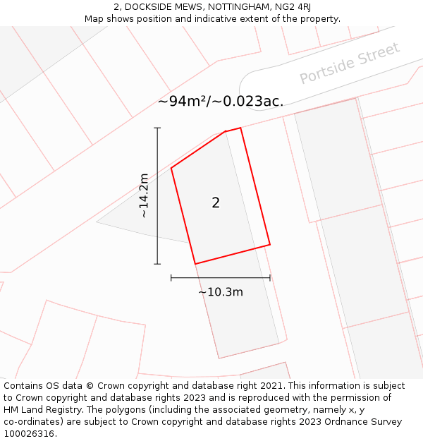 2, DOCKSIDE MEWS, NOTTINGHAM, NG2 4RJ: Plot and title map