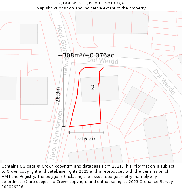 2, DOL WERDD, NEATH, SA10 7QX: Plot and title map