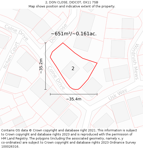 2, DON CLOSE, DIDCOT, OX11 7SB: Plot and title map