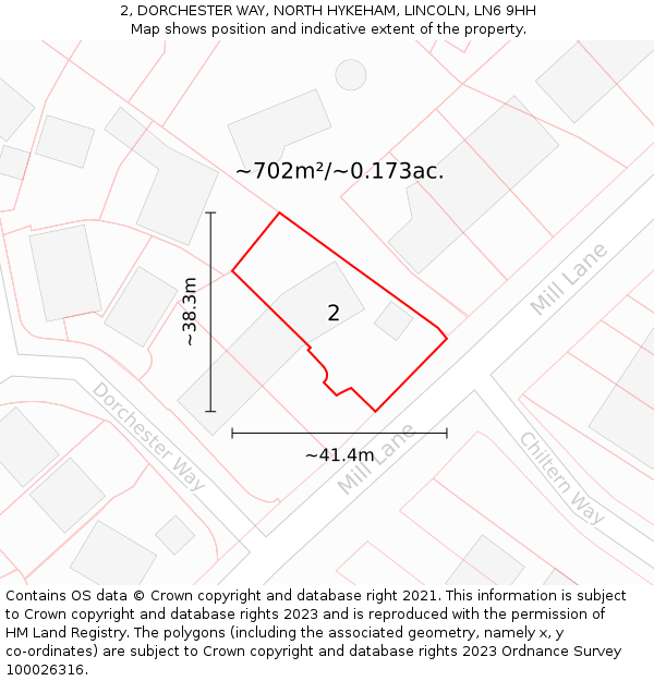 2, DORCHESTER WAY, NORTH HYKEHAM, LINCOLN, LN6 9HH: Plot and title map